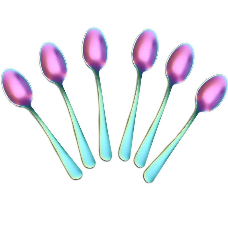 Wesdxc56 Demitasse Espresso Spoons  Mini Coffee Spoon  Stainless Steel Small Spoons for Dessert  Tea Set of 6(Rainbow) - Image 1